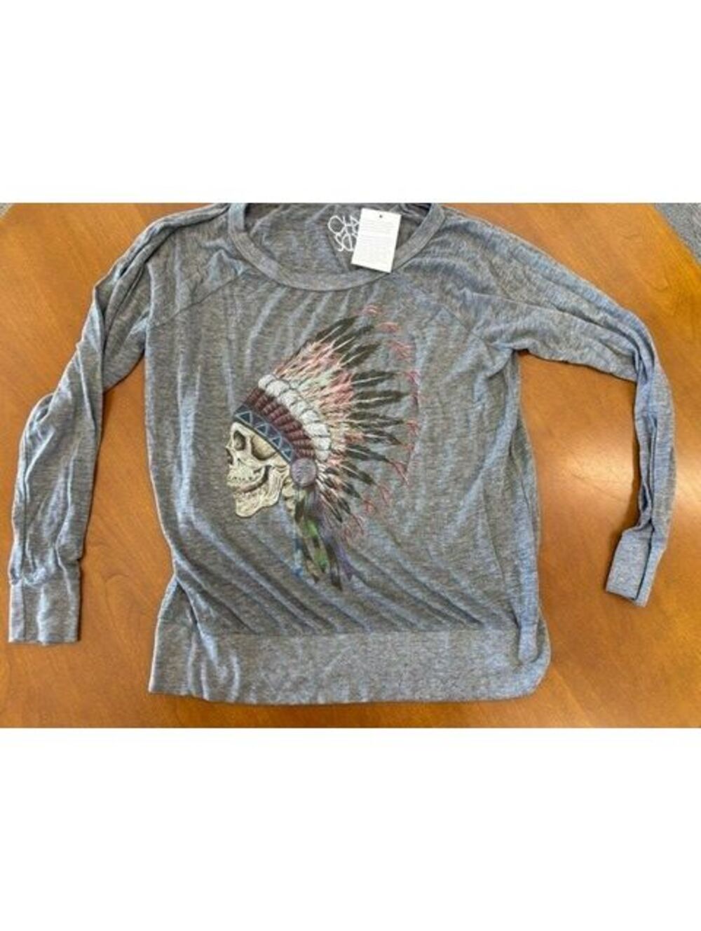 NWT New Chaser Grateful Dead Skull Long Sleeve Gray Tee size large